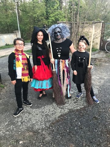 Costumed group at an outdoor community event