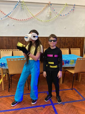 Costumed participants at a school event