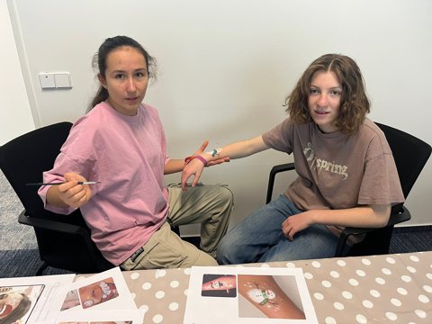 Creative activities at a workshop table