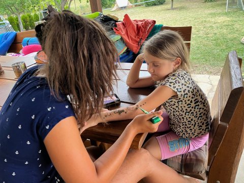 Helping a child with a creative activity